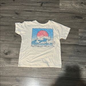 Mighty Fine Cream and Pink Short Sleeve Tee with Beach Graphic